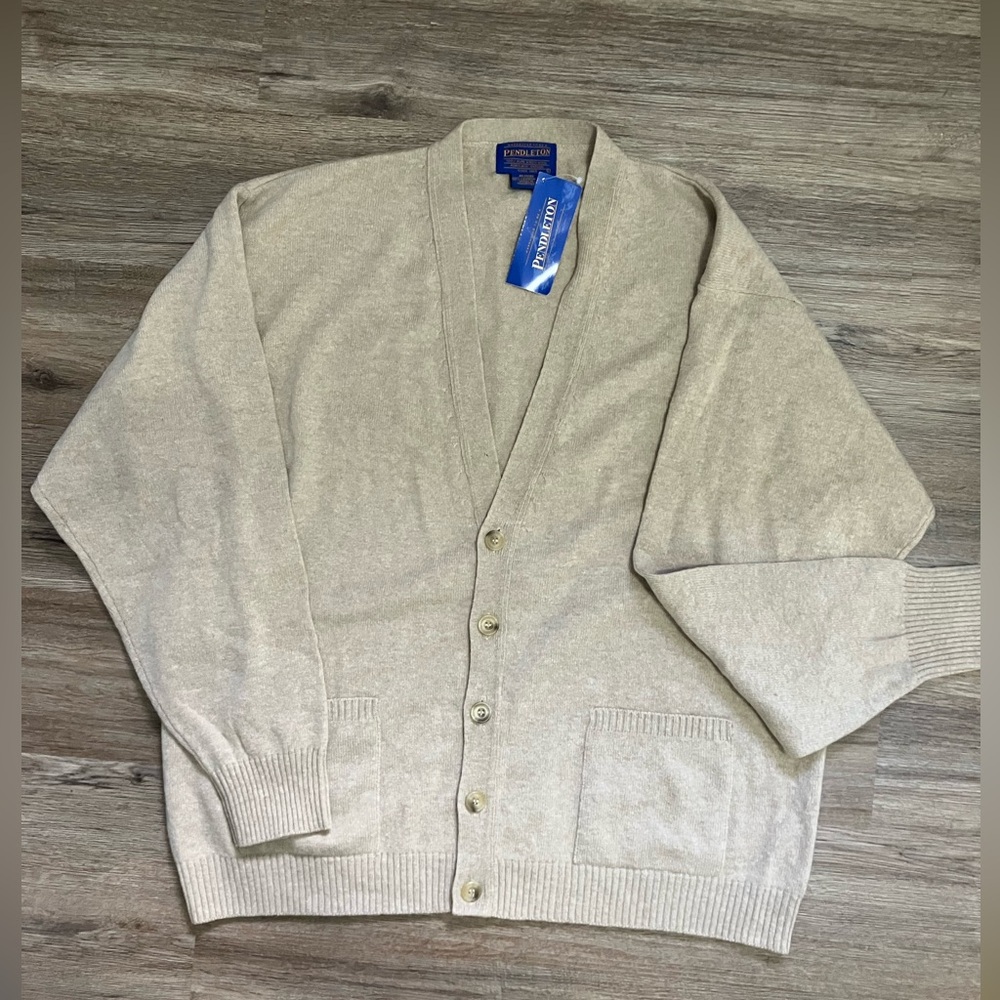 NWT Men’s Vintage Lambswool Pendleton Cardigan size L NOS